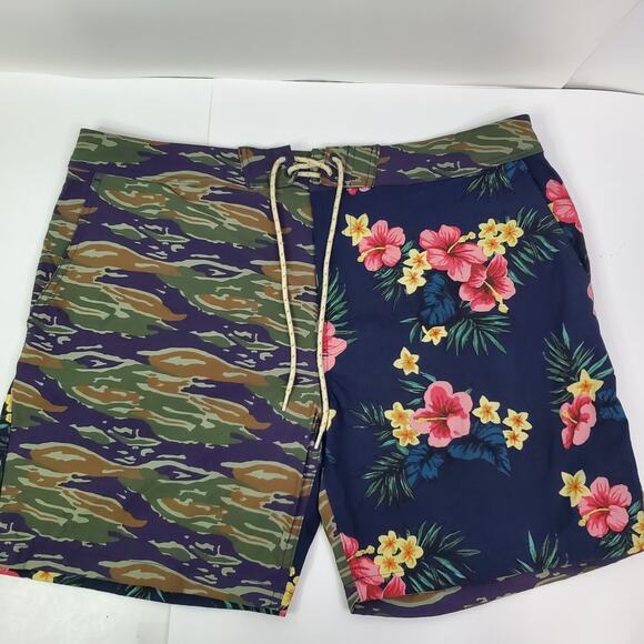 J Crew Mens Breaker Board Swim Shorts Camouflage/ Floral Size 35 - Picture 2 of 9